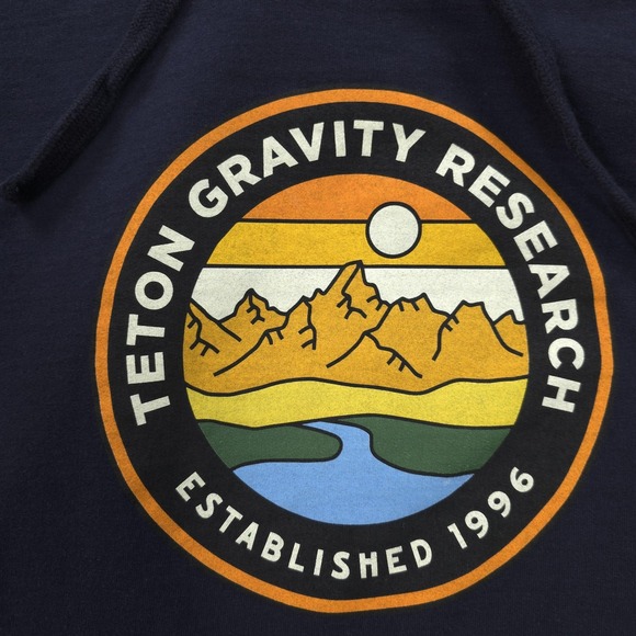 Teton Gravity Research Hoodie Mens Large Blue Mountain Graphic Pullover Fleece - Picture 3 of 11